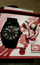 Nwt New In Box Marc Ecko Designer Black And White Watch With Earbud Gift Set