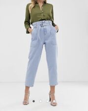Nwt River Island Paperbag Waist Jeans In Light Wash Size Us 6