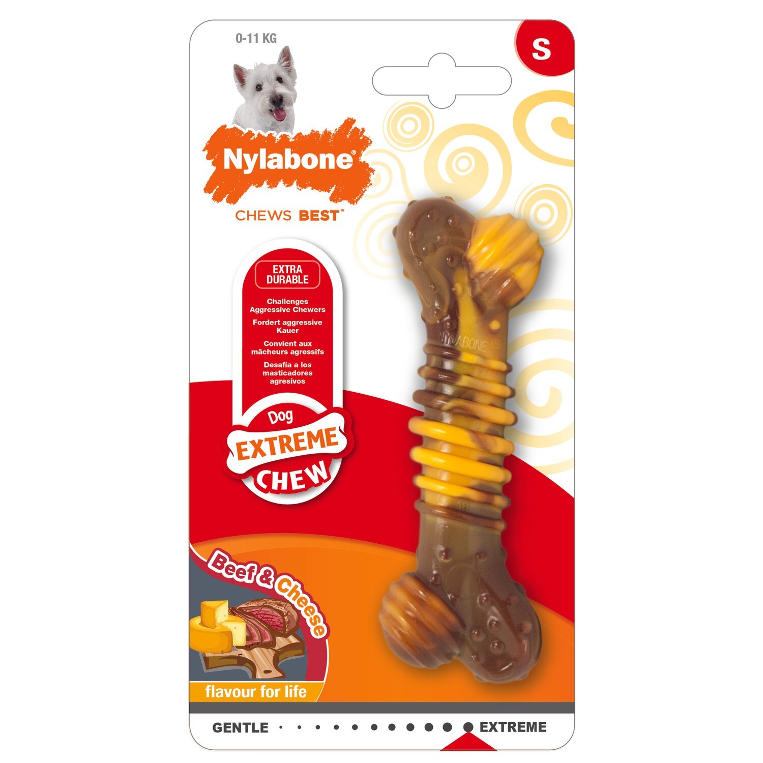 nylabone jouet pour chien extreme chew - texture bone steak and cheese xl