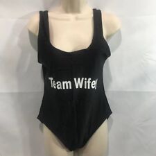 One Piece Team Wifey Bathing Suit Swimwear Size Large 8-10 Black White Body Suit