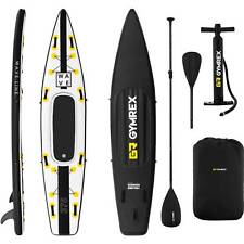 Pack Paddle Gonflable Stand Up Board Planche Surf Accessoires Noir & Jaune 120kg