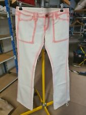 Pantalon Jeans Blanc Et Rose Femme Tendance 100%coton Le Temps Des Cerises