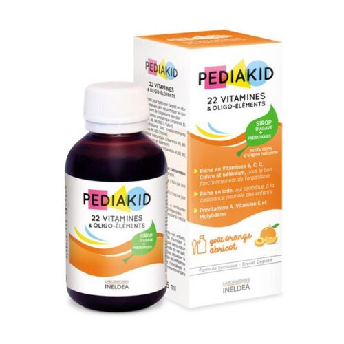 Pediakid Syrup 22 Vitamins Copper Selenium Agave Nectar Carrot Spinach 125 Ml
