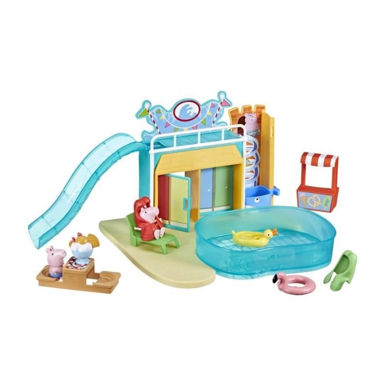 peppa pig le parc aquatique de peppa, coffret avec 2 figurines et 15 accessoires, jouet pour enfants, des 3 ans - neuf