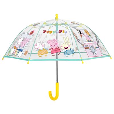 perletti parapluie cloche transparente pour fille - peppa pig - rÃ©sistant au vent - poignÃ©e jaune