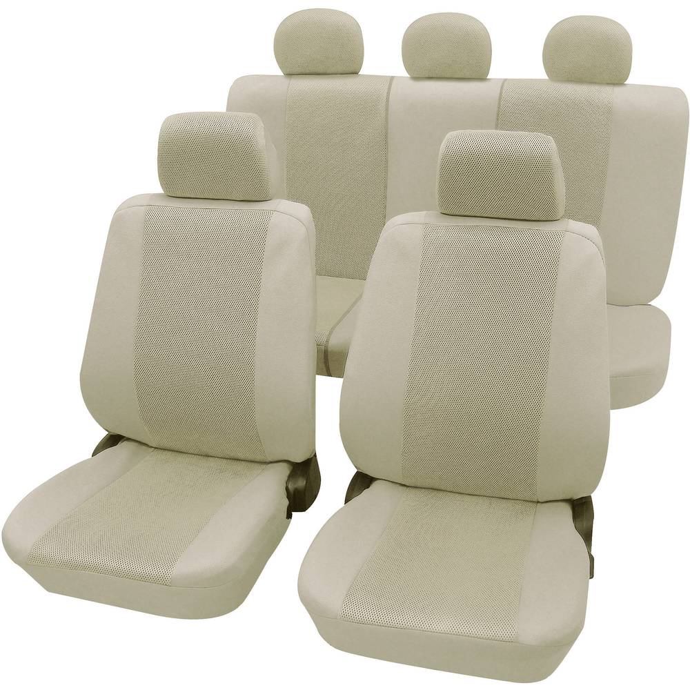 petex housse de siège 11 pièces 26174809 polyester beige siège conducteur, siège passager, siège arrière