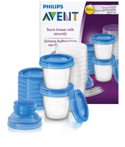 Philips Avent Reusable Breast Milk Storage Cups (10 X 180 Ml / 6 Oz)
