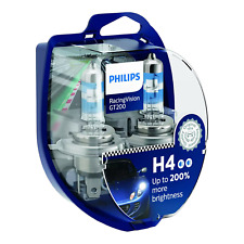 Philips Paire Lampes Racingvision Gt200 12v H4 +200% Ampoules Phares Pour Auto