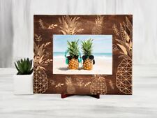 Pineapple Picture Frame Tropical Wood Photo Frame Engraved Housewarming Gift 4x6