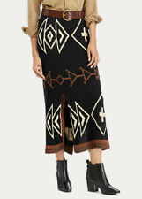 Polo Ralph Lauren Geometric Linen-silk Blend Skirt Black Size Xs Nwt $598