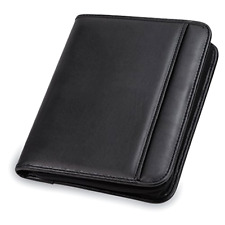 Pro Black Leather Portfolio With Zipper For Business Document Organizer 7