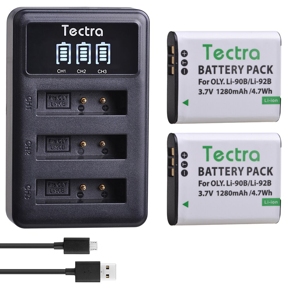 productspro tectra â€“ batterie 1280mah, li-90b li 90b, li-92b li92b, avec port de type c, chargeur pour olympus duty tg-1 tg-2 tg-3 tg5 tg6 sh50 ihs