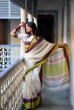 Pure Cotton Handmade Khadi Saree Women Saree Blouse Ethnic Wear