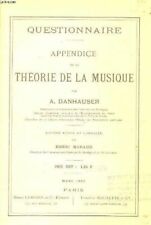 Questionnaire - Appendice De La Theorie De La Musique Par A. Danhauser Neuf