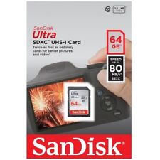 Sandisk 64gb Ultra Sdxc Carte Sd Classe 10 Uhs-i Mémoire 80mb/s Pour Camera-uk