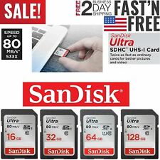 Sandisk Ultra 64 128 256 Gb Sd Card 80mb/s Memory Card Quick Transfer Speeds