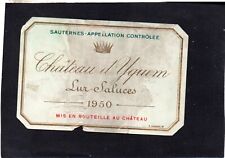 Sauternes Etiquette 1er Gcc Chateau D' Yquem 1950 Rare §14/06/23§