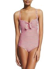Seafolly 'riviera' Halter One-piece Swimsuit Sz 8 Red White