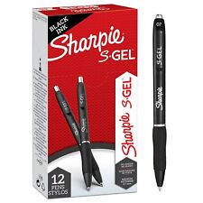 Sharpie S-gel Gel Pens Medium Point (0.7mm) Black Ink 12 Count Black Bar
