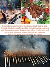 Shashlik Barbecue Bbq Kabob Skewers Rack Set Durable Stainless Steel Long 19