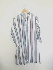 Shein Striped Full Length Blue White Kimono Cover Size M