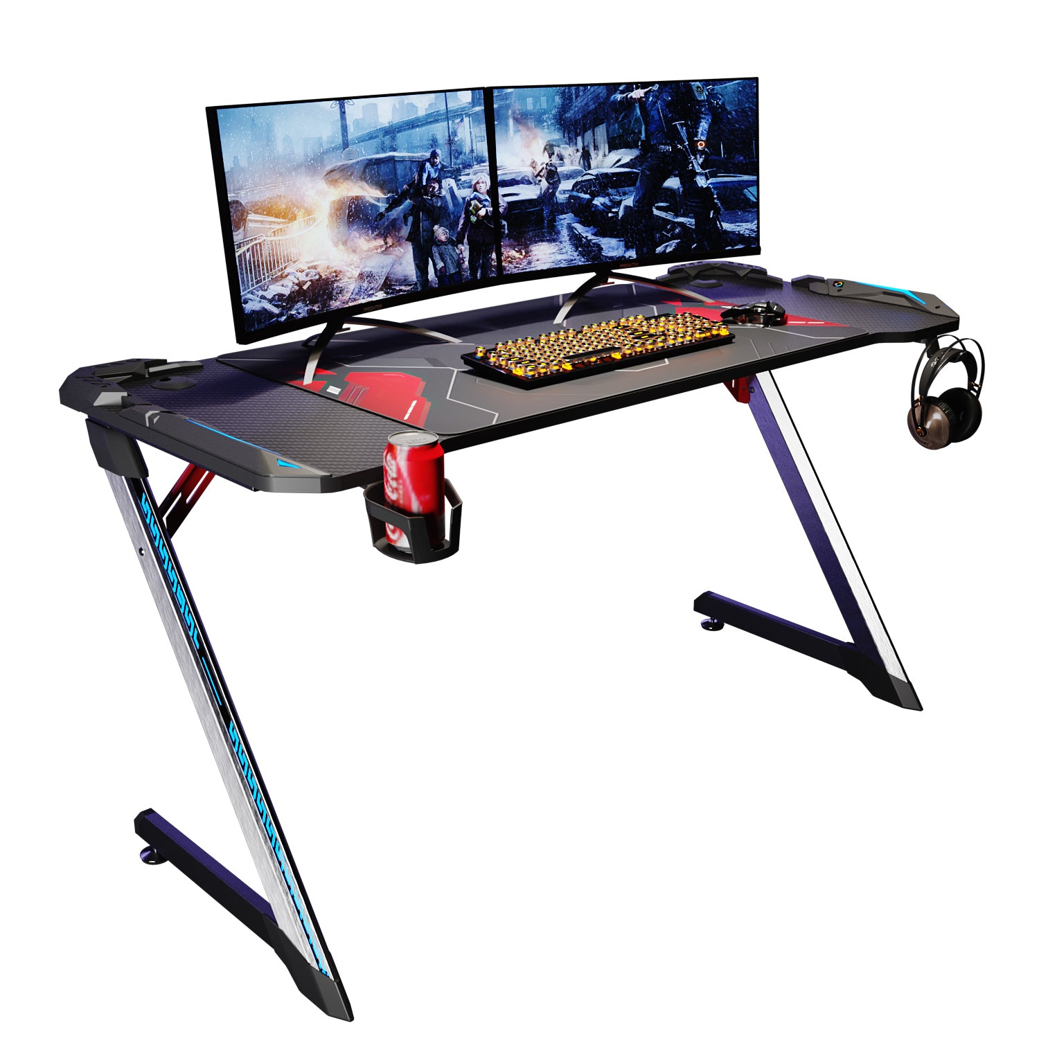 sirhona bureau gaming table ergonomique de jeu bureau d'ordinateur pc gaming table en fibre