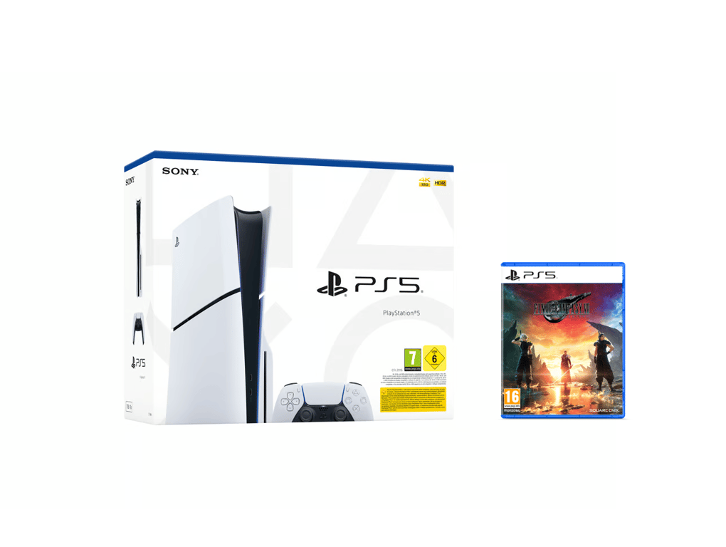sony pack ps5 slim & final fantasy vii rebirth - console de jeux playstation 5 slim 1 to (standard) - neuf