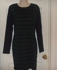  Sugarhill Boutique Size 12 Cotton Blend Green/black Striped Women's Wrap Dress