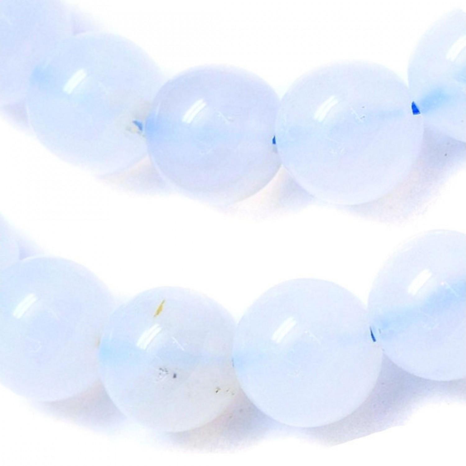 superbijoux - espace bijoux fil de 48 perles rondes 8mm 8mm en calcÃ©doine bleue