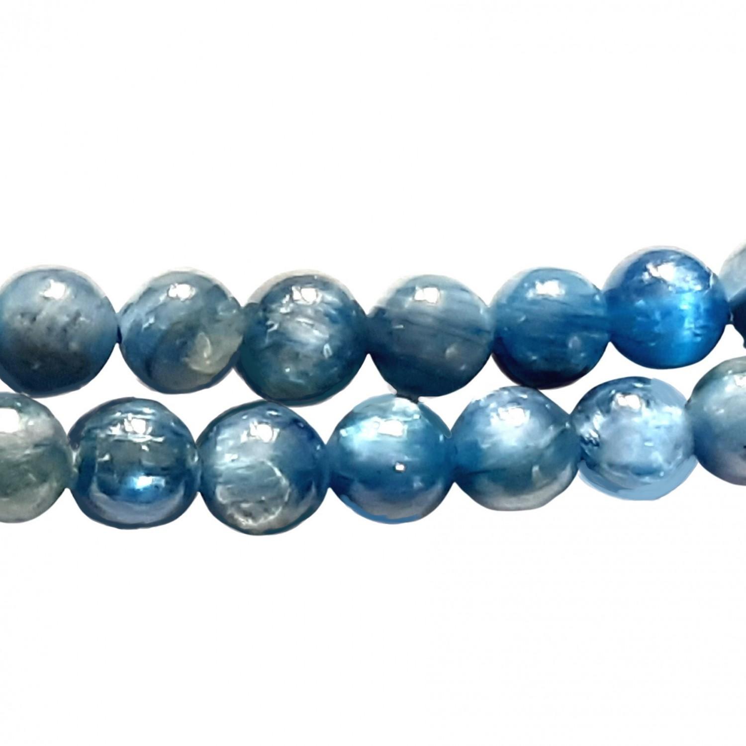 superbijoux - espace bijoux fil de 64 perles rondes 6mm 6 mm en kyanite cyanite disthÃ¨ne bleue
