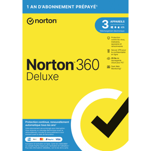 Symantec Norton 360 Deluxe 2024 - 3 Appareils 1 An - Abonnement Automatique