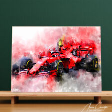 Tableau Charles Leclerc Poster Formule 1 Peinture Ferrari Abstrait Aquarelle Art