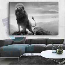 Tableau Imprimee Lion Noir Et Blanc Grand Art Poster Deco Mural - Li-02