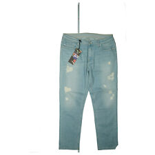 Teddy Smith Boyfriend Jeans Fuselé Jambe 7/8 Pantalon Stretch W29 Usé Look Bleu