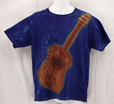 Tie-dye Guitar T-shirt Wood Tones On Deep Blue New