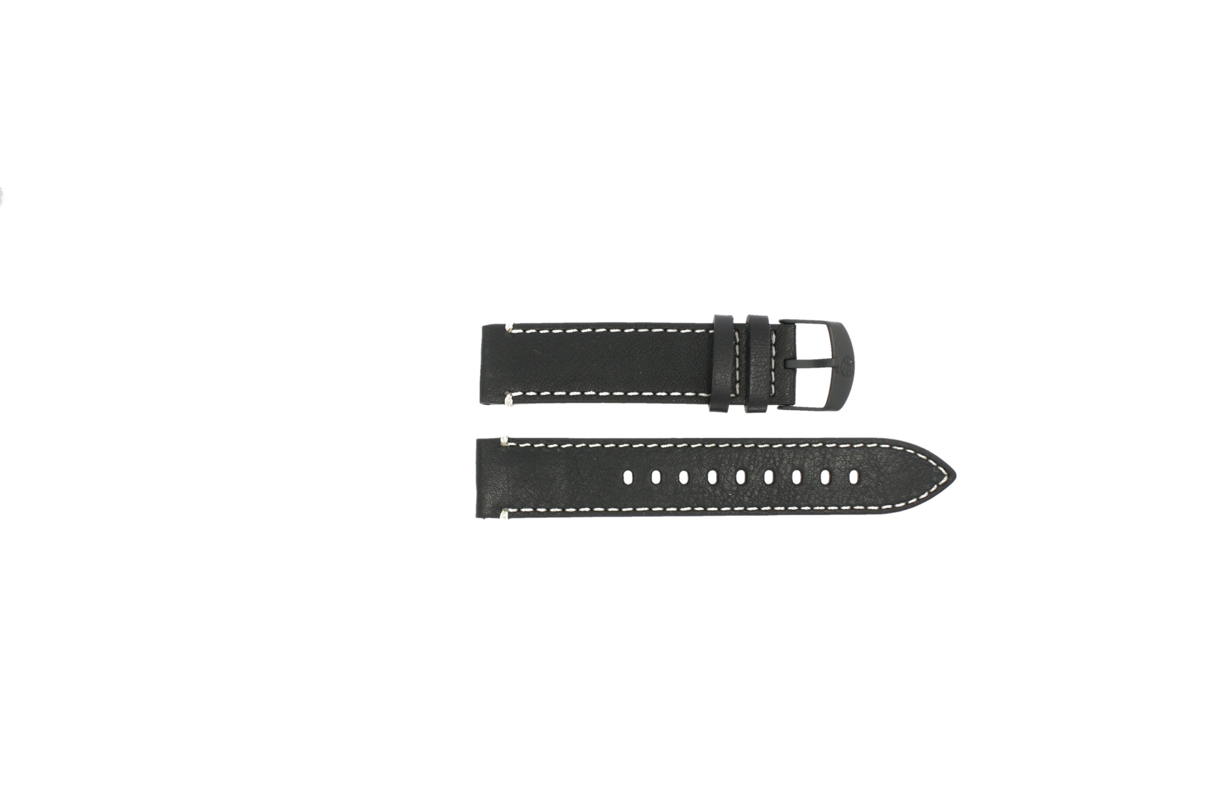 timex bracelet de montre pw4b09100 cuir 20mm + coutures blanches, noir