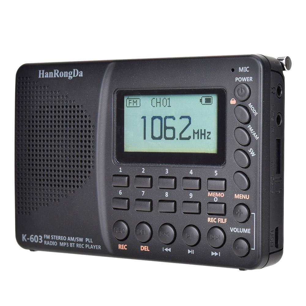tomtop jms hrd-603 radio portable am/fm/sw/bt/tf radio de poche usb mp3 enregistreur numÃ©rique prise en charge de la carte tf