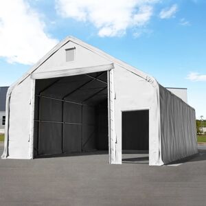 Toolport 10x20m 4x4m Drive Through Industrial Tent, Primetex 2300 Fire Resistant, Grey With Statics Package (soft Ground Anchors) - (48691)