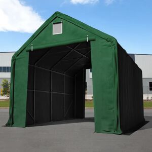 Toolport 5x10m 3x3.4m Drive Through Industrial Tent, Primetex 2300 Fire Resistant, Dark Green With Statics Package (soft Ground Anchors) - (48669)