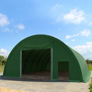 Toolport 9.15x10m 3.5x3.5m Drive Through Arched Storage Tent / Hangar, Primetex 2300 Fire Resistant, Dark Green - (12121)