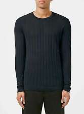 Topman New Premium Navy Pima Cotton Rib Sweater Retail $65 Crew Neck Mens Small