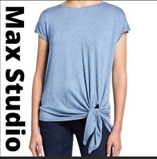 Trendy Max Studio Women’s Side-tie Knit Versatile Blouse. Blue. Size M. Msrp $68