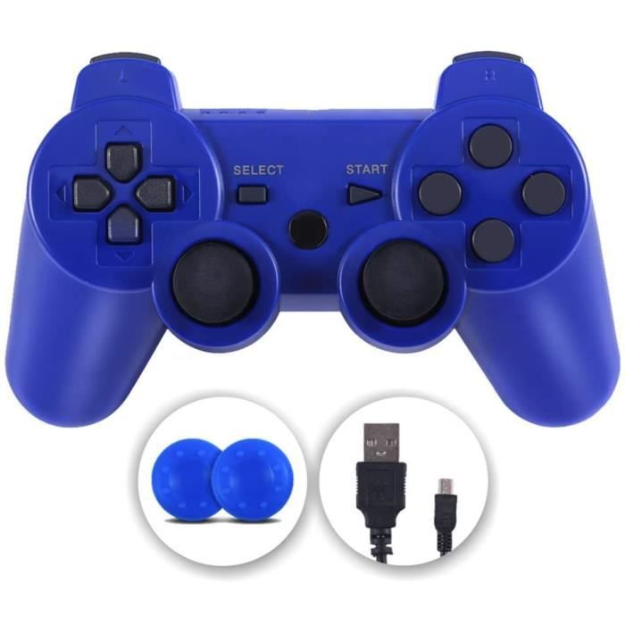 underscore manette ps3 sans fil pour ps3 double shock 6 axes bluetooth gamepad joystick avec cÃ¢ble de charge pour playstation 3 bleu donna
