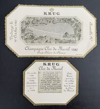 Une étiquette De Champagne Krug Clos Du Mesnil 1980