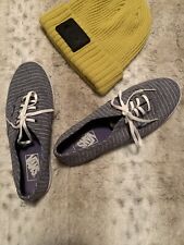 Vans Stripes Lace Up Fashion Sneakers Canvas Unisex Shoes Sz M's 6.5 Wo's 8