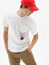 Vans Varsity Pocket Ss Lifestyle T-shirt Homme Blanc Rouge Décontracté Vêtement
