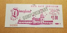 Vintage 1960's Disneyland Main Gate Admission Complimentary Ticket Unused Exclnt