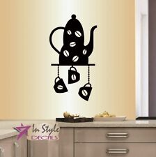 Vinyl Wall Decal Coffee Kettle And Cups Kitchen Café Coffee Shop Art Sticker 572