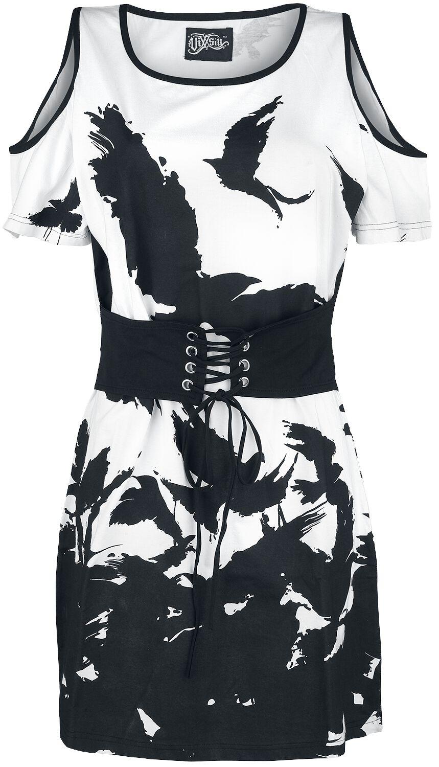 vixxsin t-shirt manches courtes gothic de - haut night of the crow - xs Ã  xxl - pour femme - noir/blanc donna