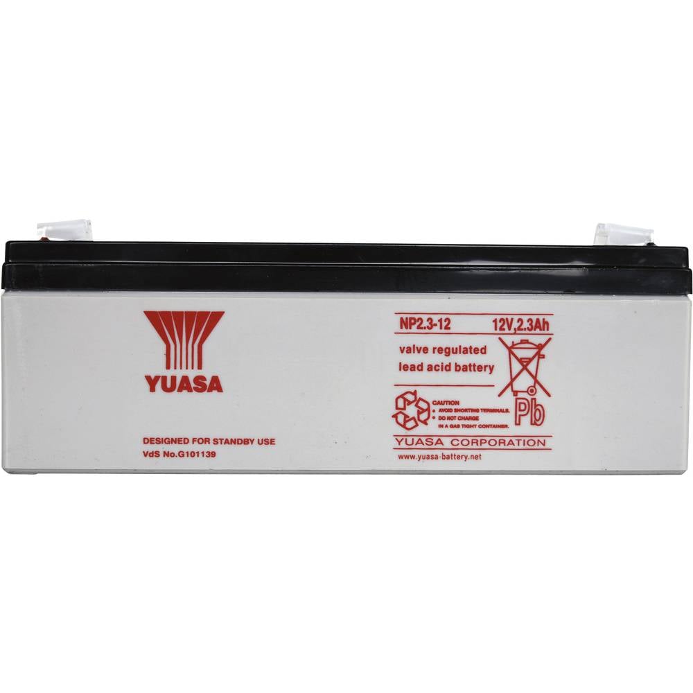 yuasa np2.3-12 np2.3-12 batterie au plomb 12 v 2.3 ah plomb (agm) (l x h x p) 178 x 64 x 34 mm cosses plates 4,8 mm sans entretien, certification vds